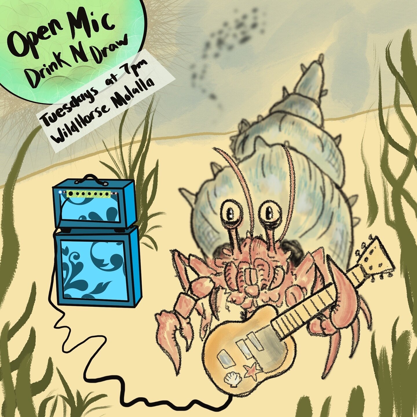 I know you&rsquo;re probably tired of ads for my open mic. I know I post them every week. I&rsquo;m doing it because I love it. I love to play music and draw pictures with friends. You can come too! 
No ice this week. 
Guest artist @even_sketchier wi