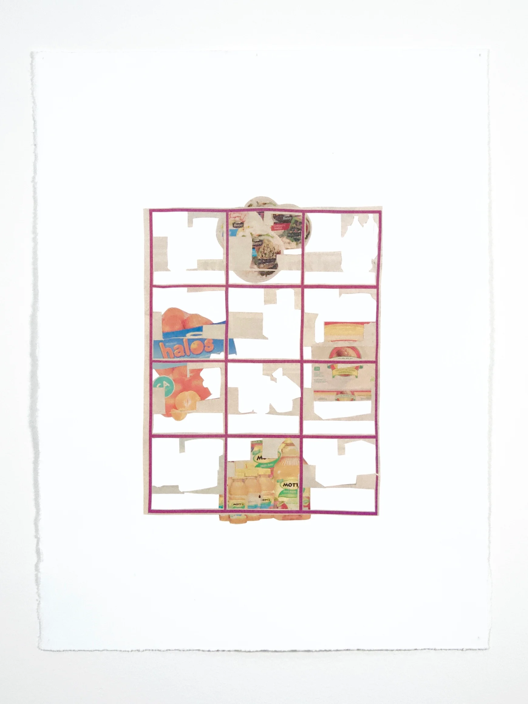 TABULA (tesT PIECE), Cut-up grocery ads on Somerset paper, 11 1/4” x 15”, 2019