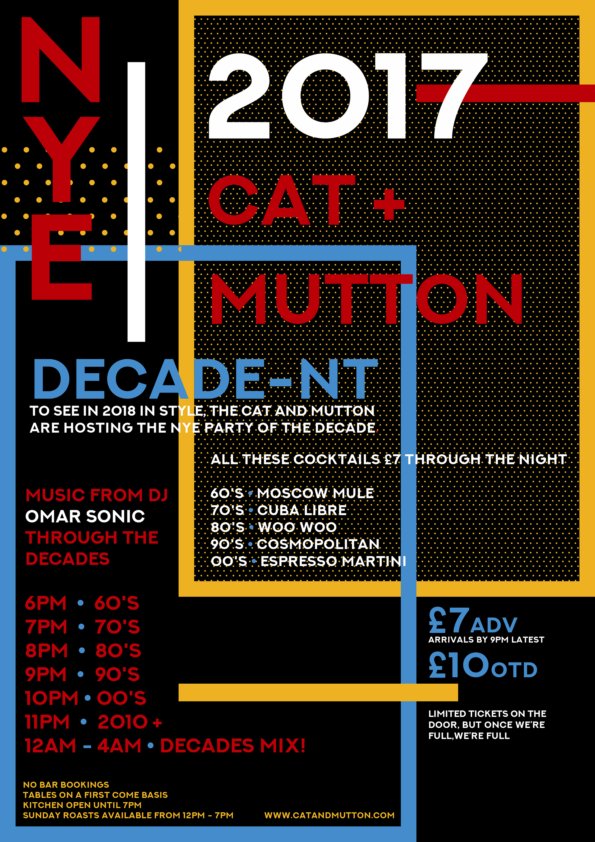 NYE POSTER • Event poster for The Cat + Mutton