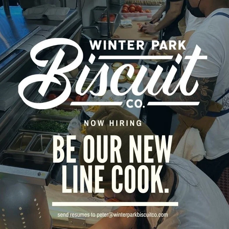 Come join our team. 💃 Looking for a full-time line cook. Shoot your resume over to peter@winterparkbiscuitco.com #orlando #vegan