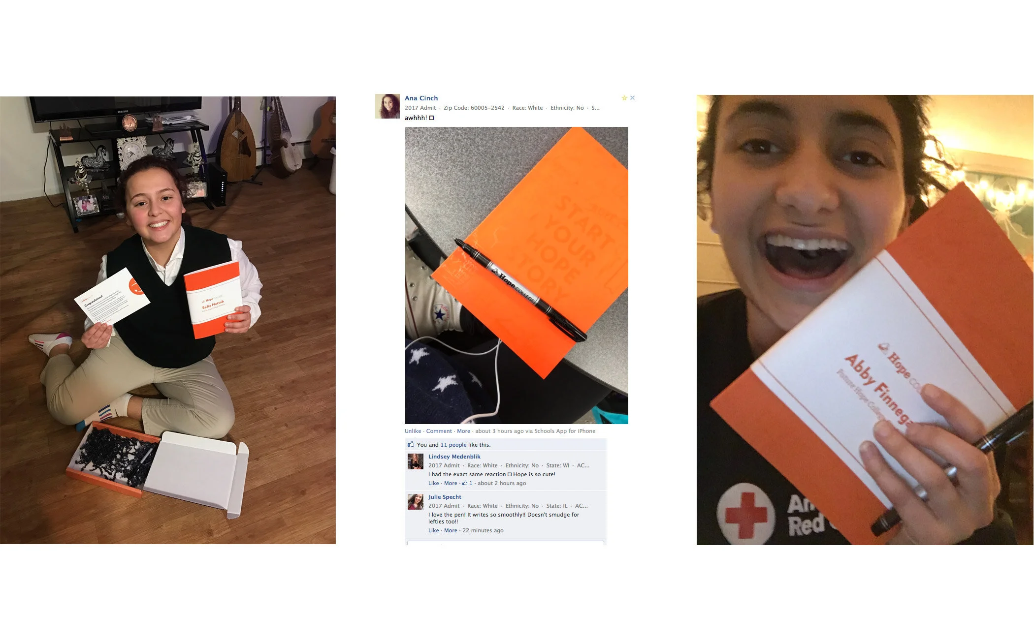 Student-posted unboxings of acceptance gift on social