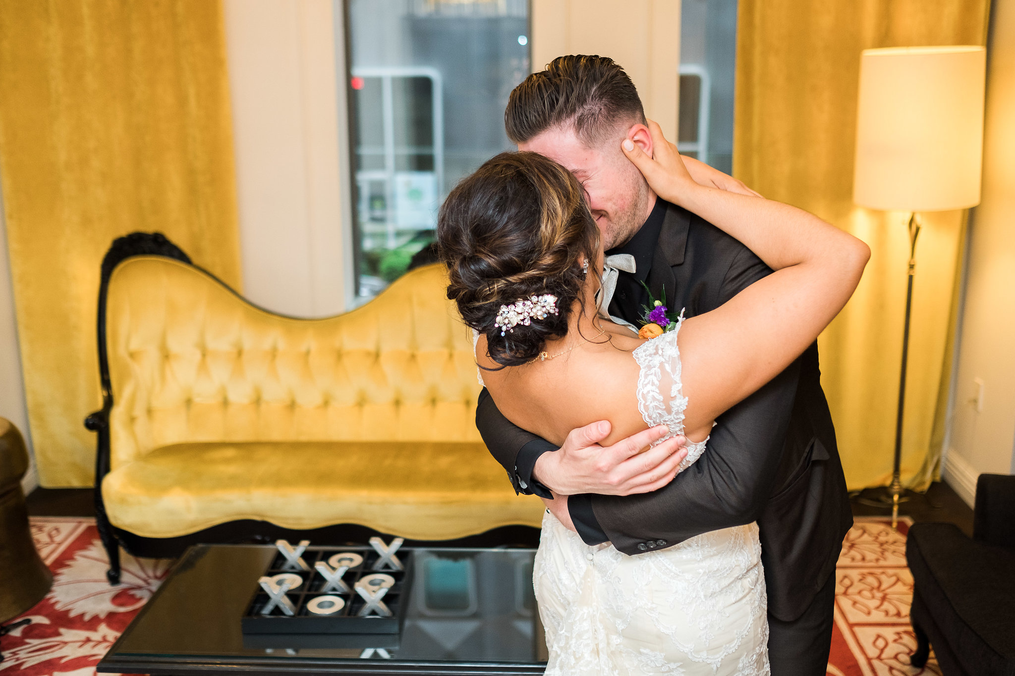 Bride and groom first look