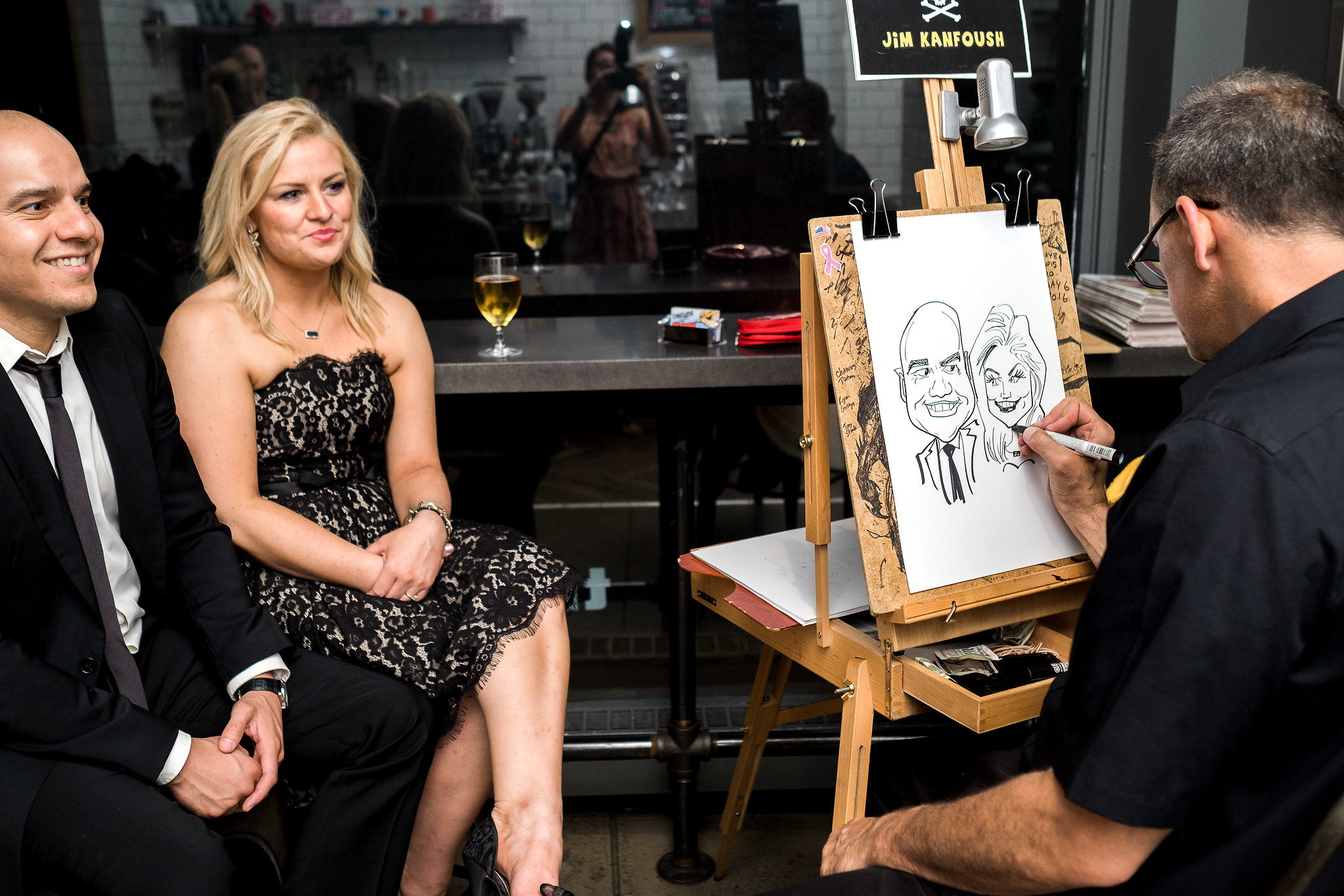 Caricature artist at Pittsburgh wedding