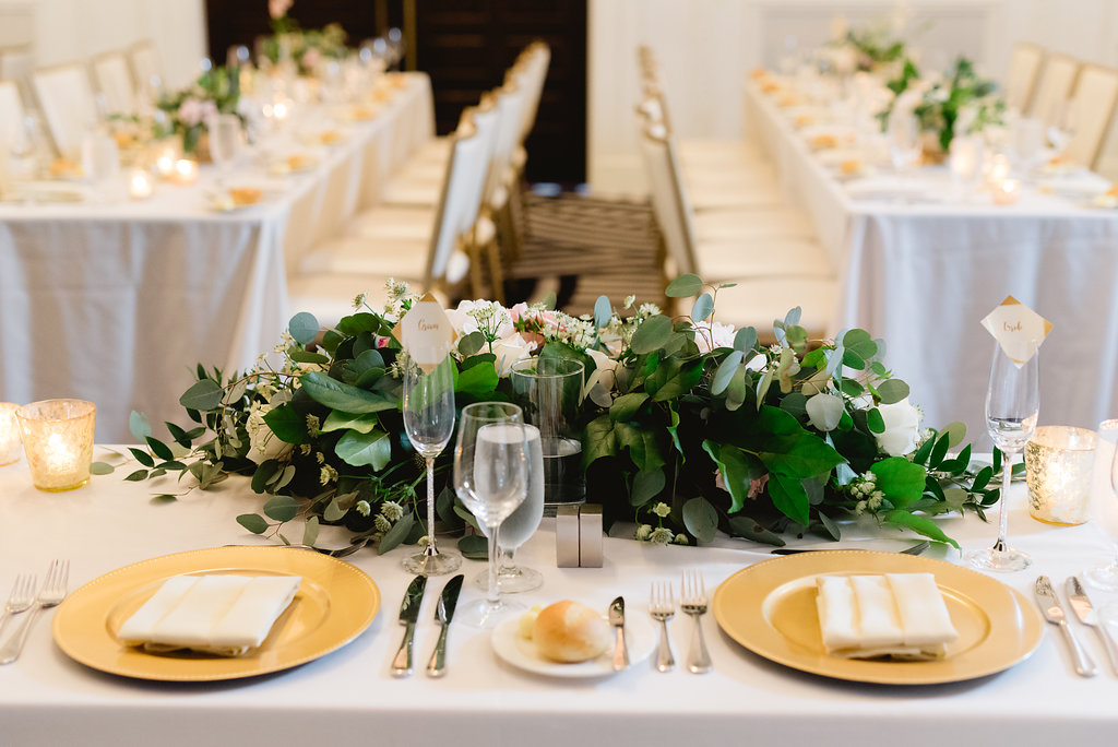 Wedding table decor for reception in Pittsburgh at Hotel Monaco