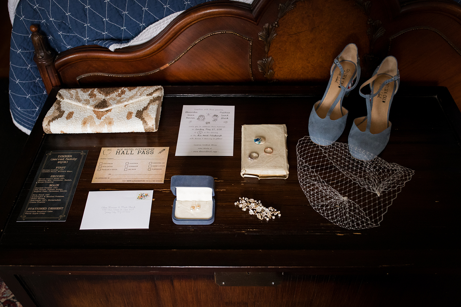Invitation suite for this vintage school-themed Pittsburgh Wedding at Ace Hotel. See more details at exhale-events.com!
