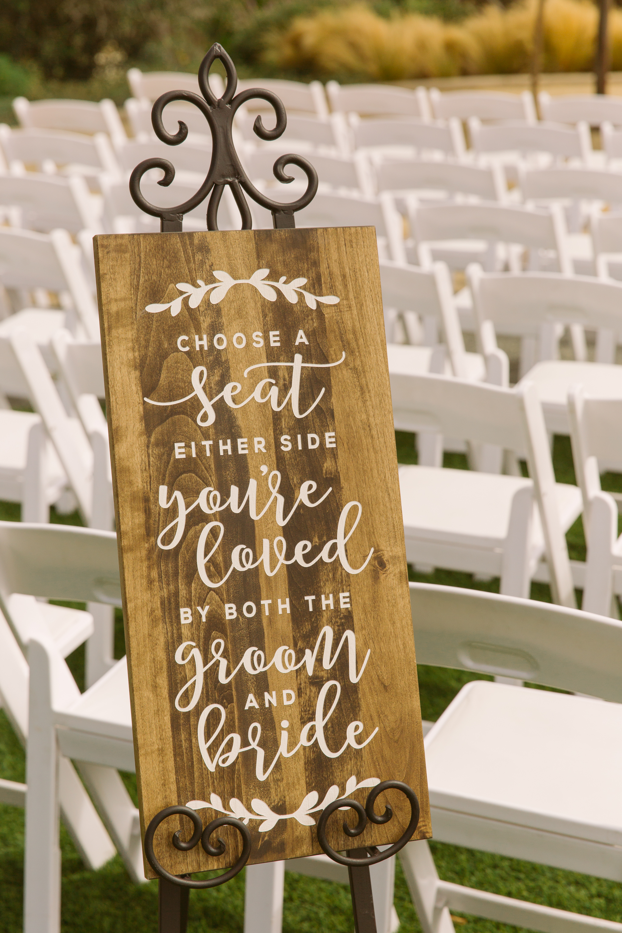Wedding sign for wedding ceremony for San Diego, California outdoor wedding planned by Exhale Events. See all the beautiful details at exhale-events.com!
