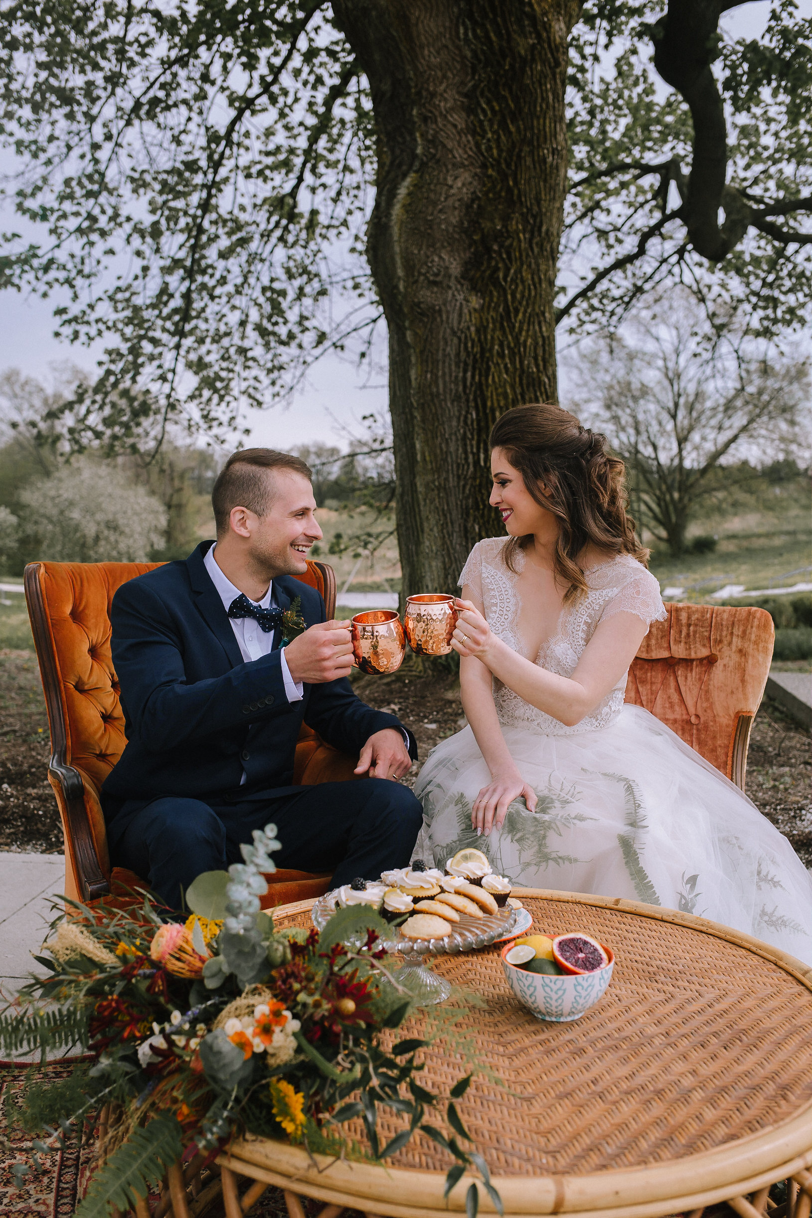 Vintage chic wedding reception decor inspiration at fall vintage boho styled shoot designed by exhale events. Get inspired by these gorgeous wedding details at exhale-events.com!