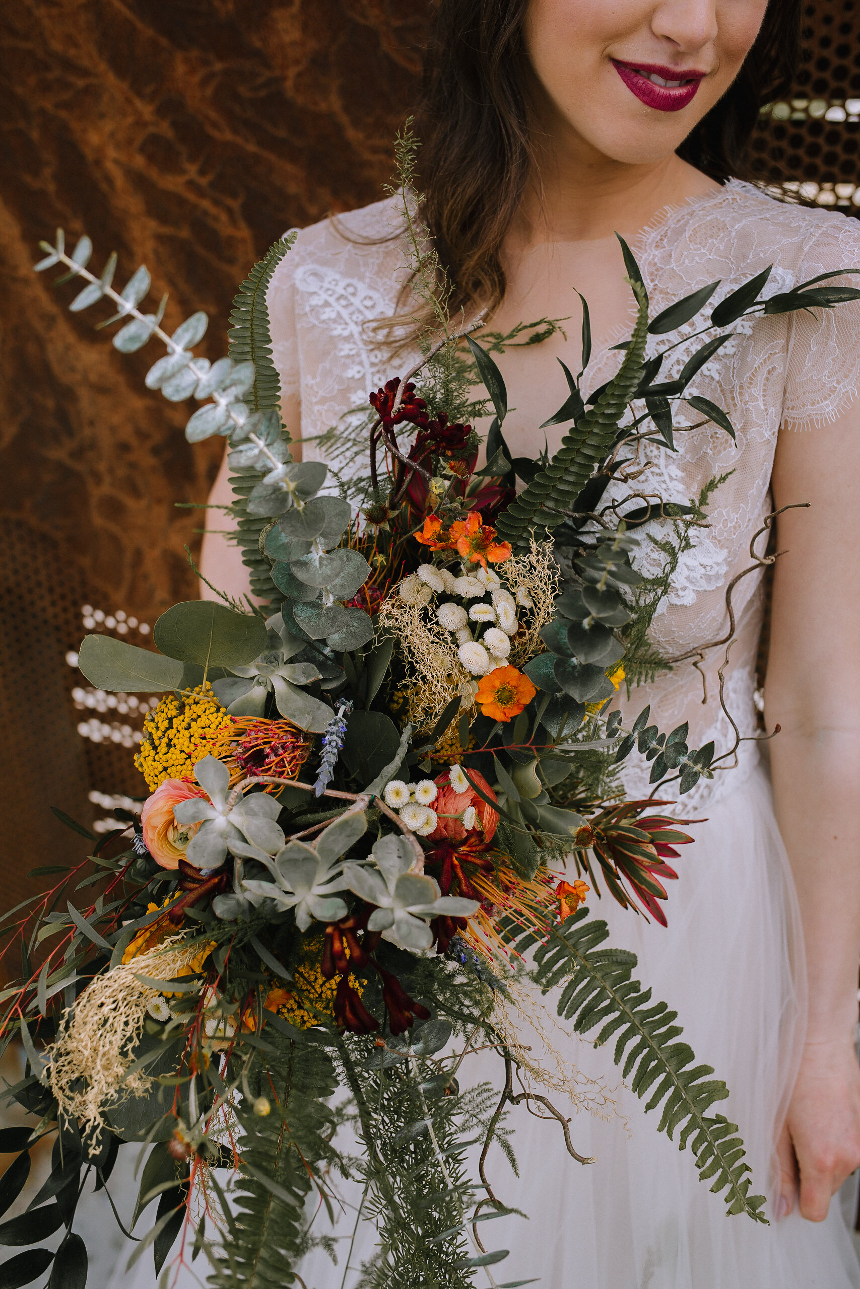 Organic boho wedding bouquet for fall vintage boho styled shoot designed by exhale events. Get inspired by these gorgeous wedding details at exhale-events.com!