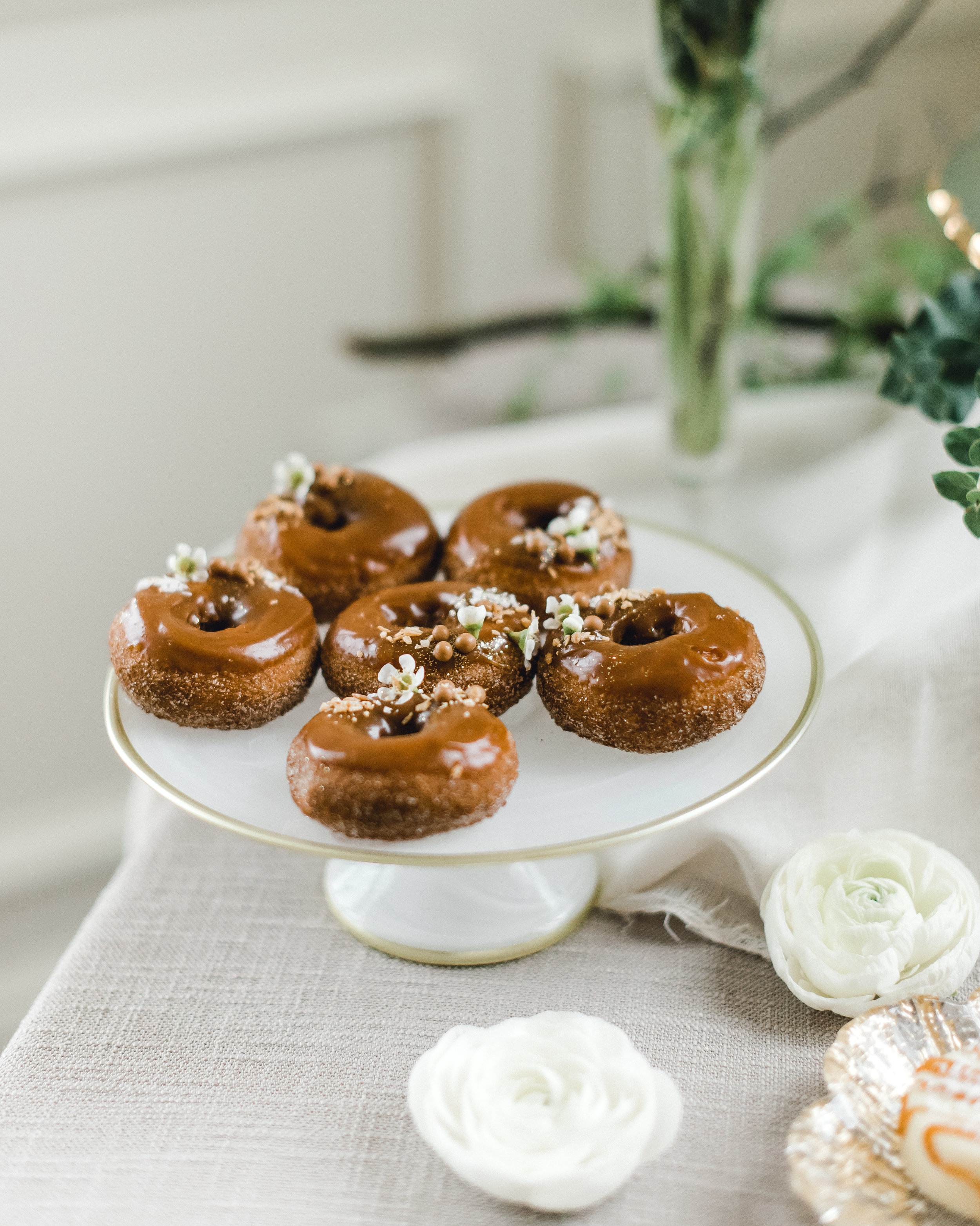 Charming wedding cake and dessert table with donuts for Pablo Neruda enchanting garden styled shoot planned by Exhale Events. Get inspired at exhale-events.com!