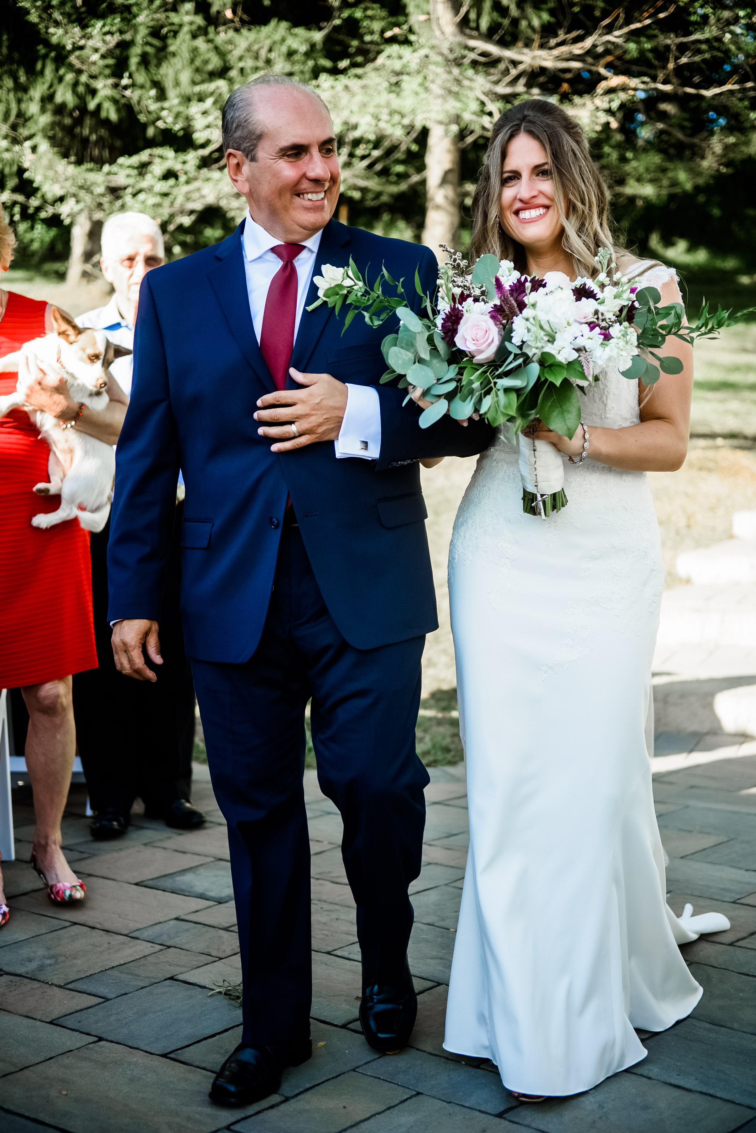 Bride's father escorts bride down the aisle at wedding ceremony for Pittsburgh wedding planned by Exhale Events. Find more wedding inspiration at exhale-events.com!