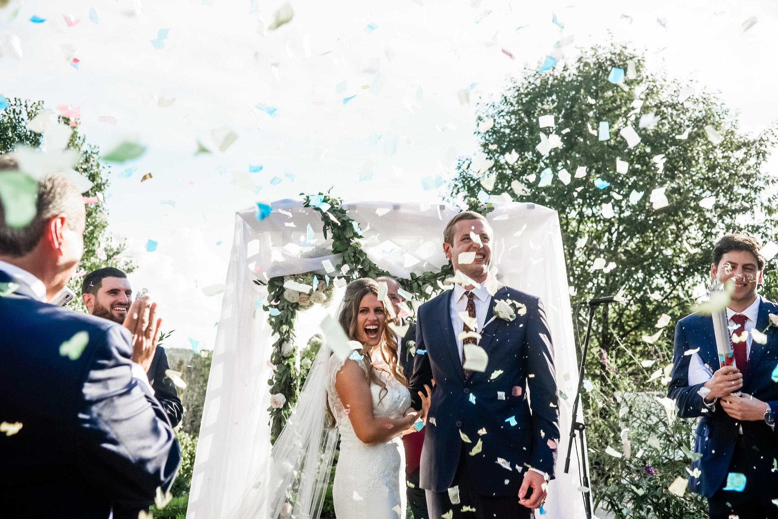 Bride and groom at outdoor wedding ceremony for Pittsburgh wedding planned by Exhale Events. Find more wedding inspiration at exhale-events.com!