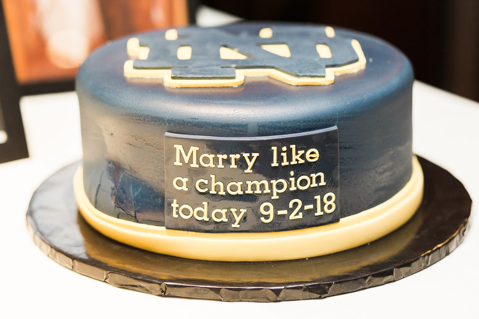 Notre Dame grooms cake at wedding reception for Pittsburgh wedding at PNC Park planned by Exhale Events. Find more wedding inspiration at exhale-events.com!