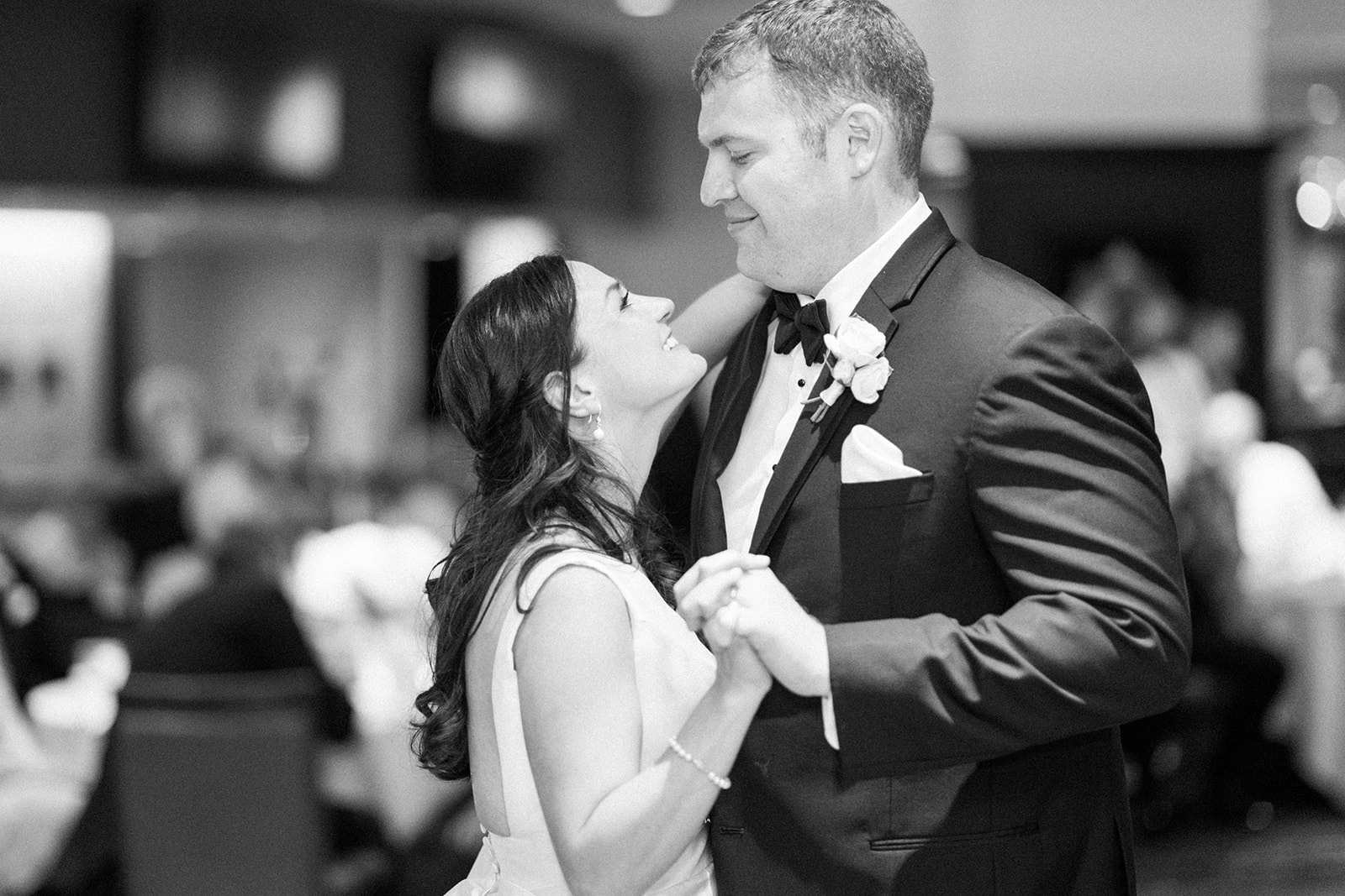 Bride and groom share their first dance at Pittsburgh wedding at PNC Park planned by Exhale Events. Find more wedding inspiration at exhale-events.com!