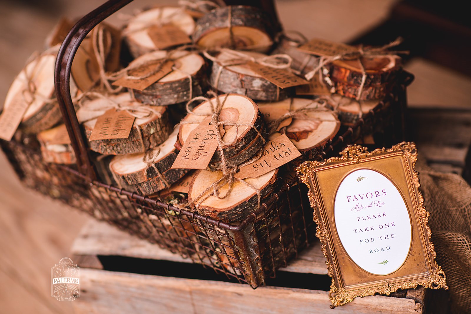 Rustic wedding favors for fall barn wedding in Pittsburgh, PA planned by Exhale Events. Find more wedding inspiration at exhale-events.com!