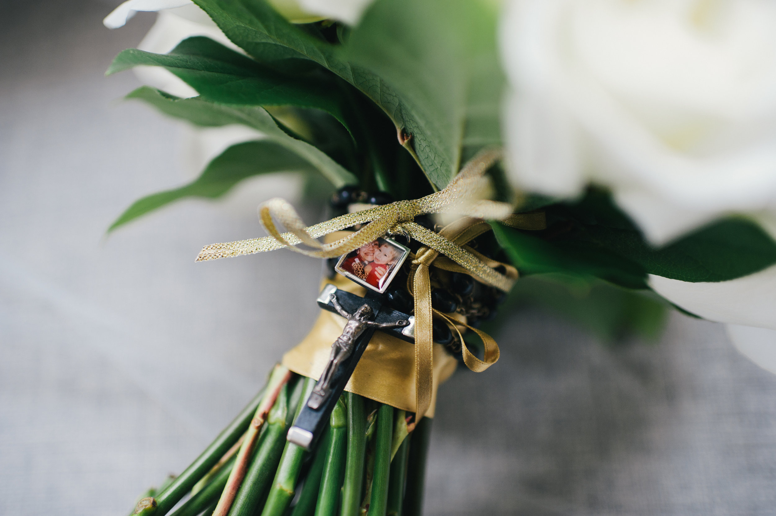 Wedding bouquet memorabilia for black, white, and gold wedding in Buffalo, NY planned by Exhale Events. Find more wedding inspiration at exhale-events.com!