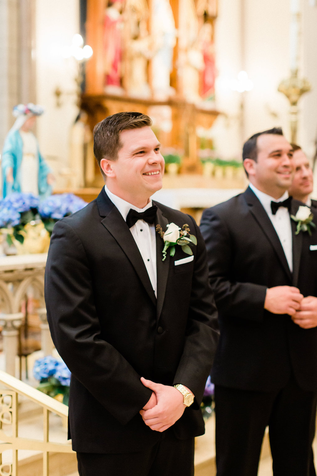 Groom during wedding ceremony for chic wedding in Buffalo, NY planned by Exhale Events. Find more timeless wedding inspiration at exhale-events.com!