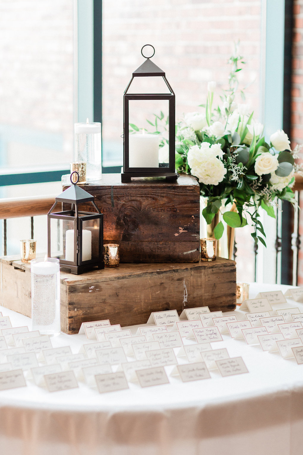 Wedding reception decor for chic wedding in Buffalo, NY planned by Exhale Events. Find more timeless wedding inspiration at exhale-events.com!