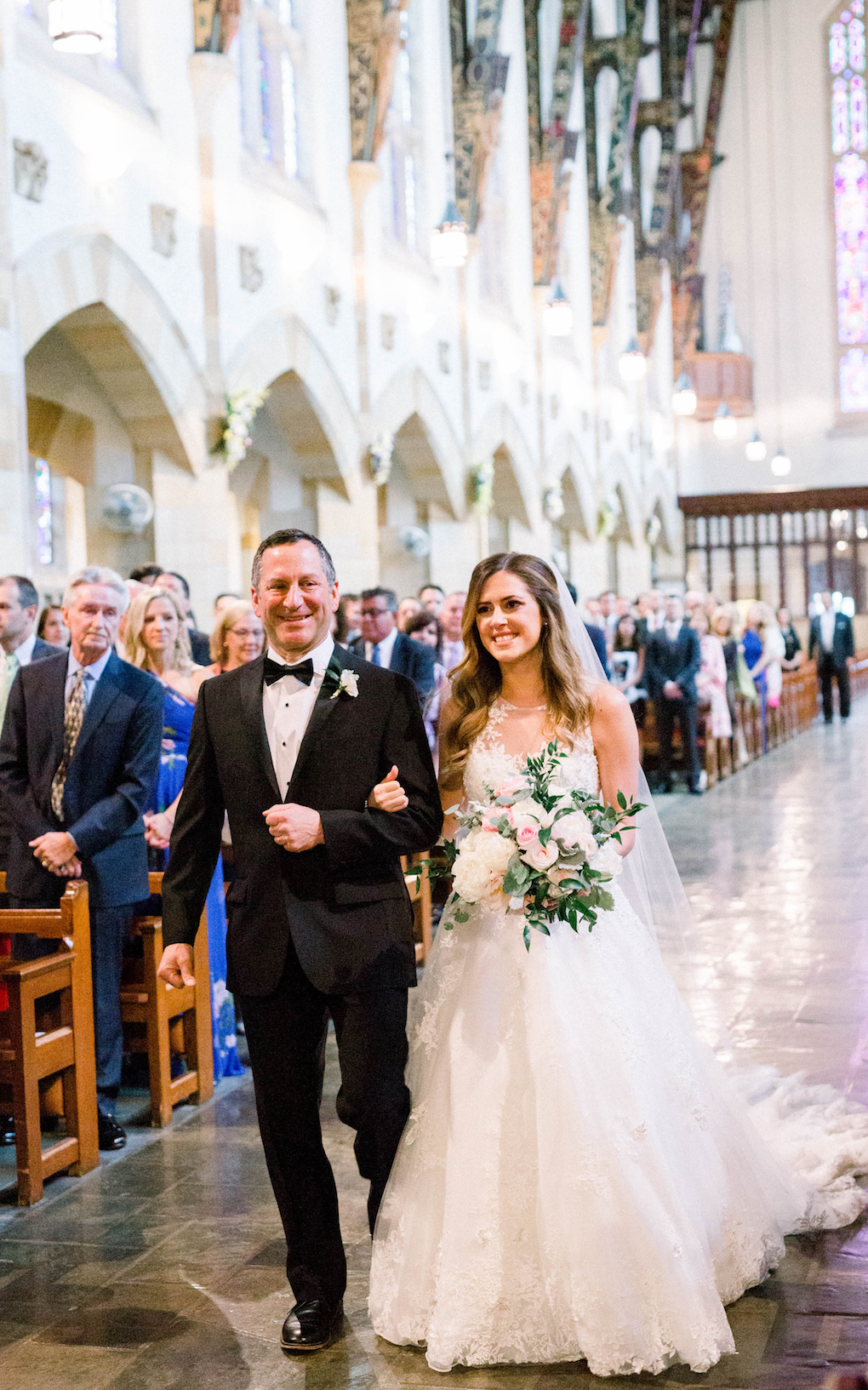 Bride walking down the aisle: Romantic Fairytale wedding at the Omni William Penn in Pittsburgh, PA planned by Exhale Events. Find more wedding inspiration at exhale-events.com!