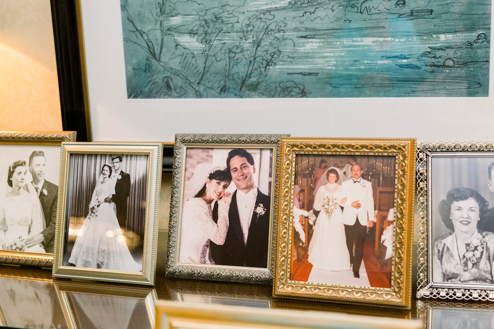 Family memorabilia display: Romantic Fairytale wedding at the Omni William Penn in Pittsburgh, PA planned by Exhale Events. Find more wedding inspiration at exhale-events.com!