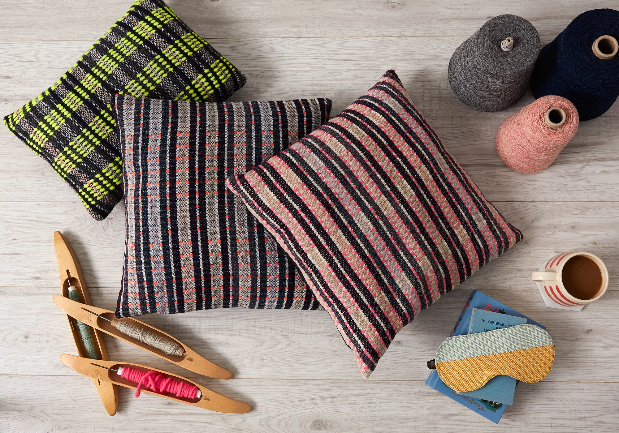 Hand woven festival inspired cushions to brighten up the Winter days.