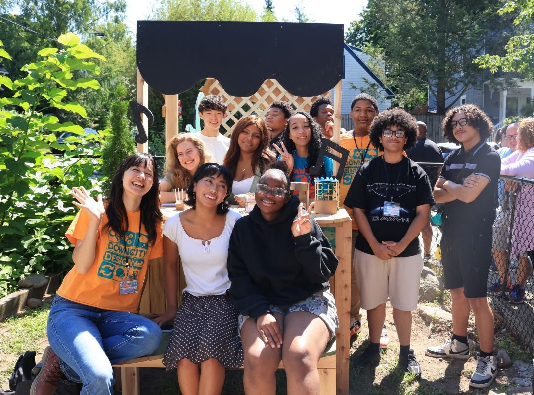 This summer, our Design/Build Studio interns also had the incredible pleasure of working with Tides Family Services! With George N. Hunt School just wrapping up its first year in a new building, our teen designers were tasked with creating a market s