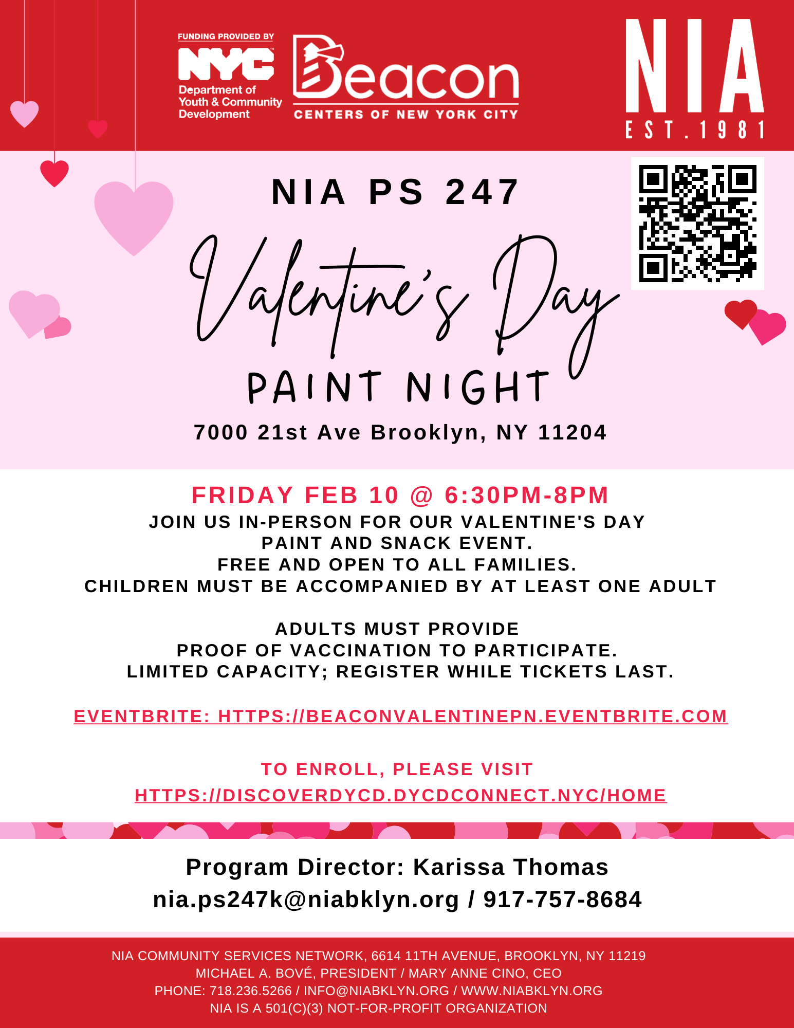 Valentine's Day Paint Night at NIA/PS 247 Beacon Community Center