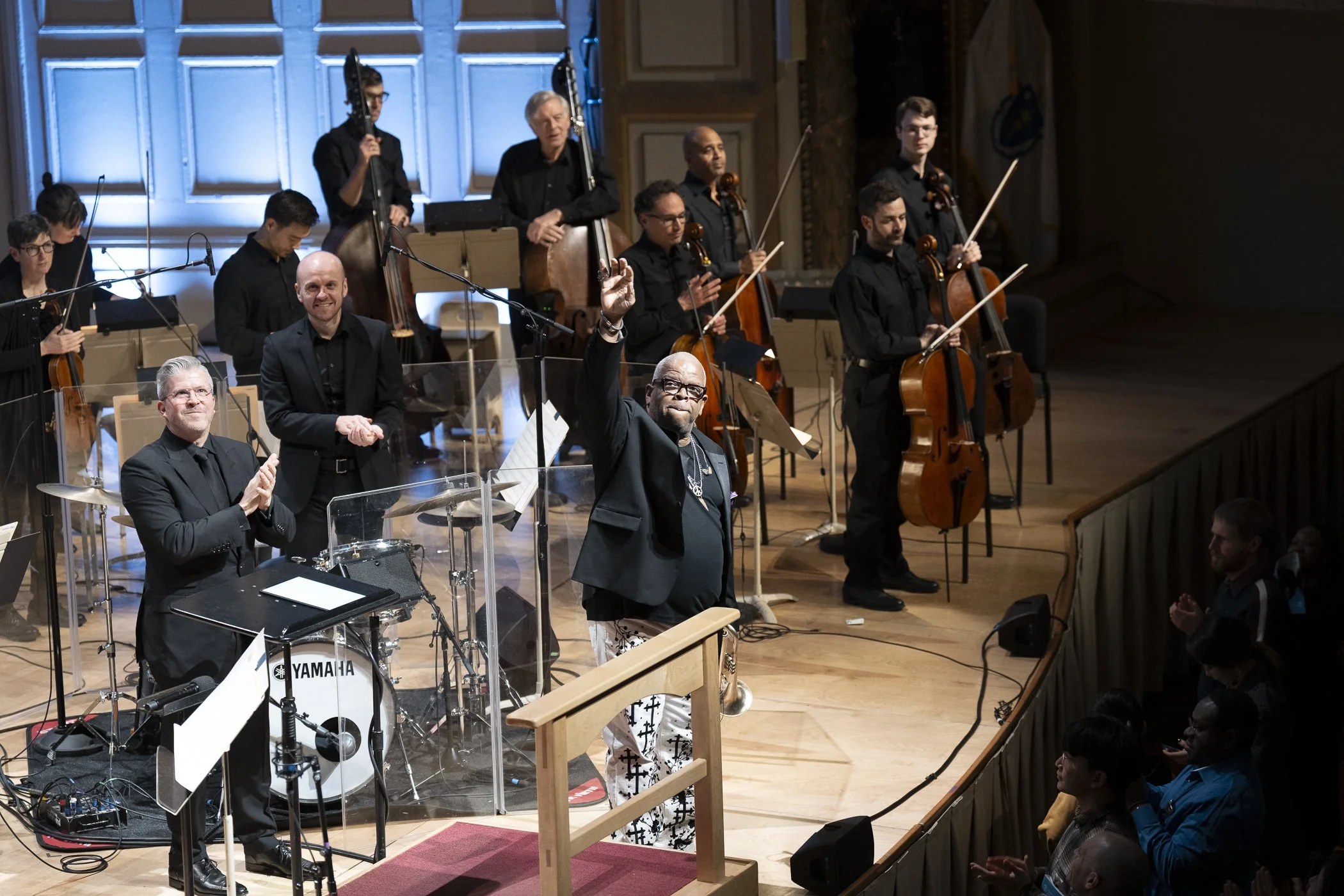 Soloist Terence Blanchard and conductor Edwin Outwater with the Boston Symphony Orchestra, photo by Michael J. Lutch