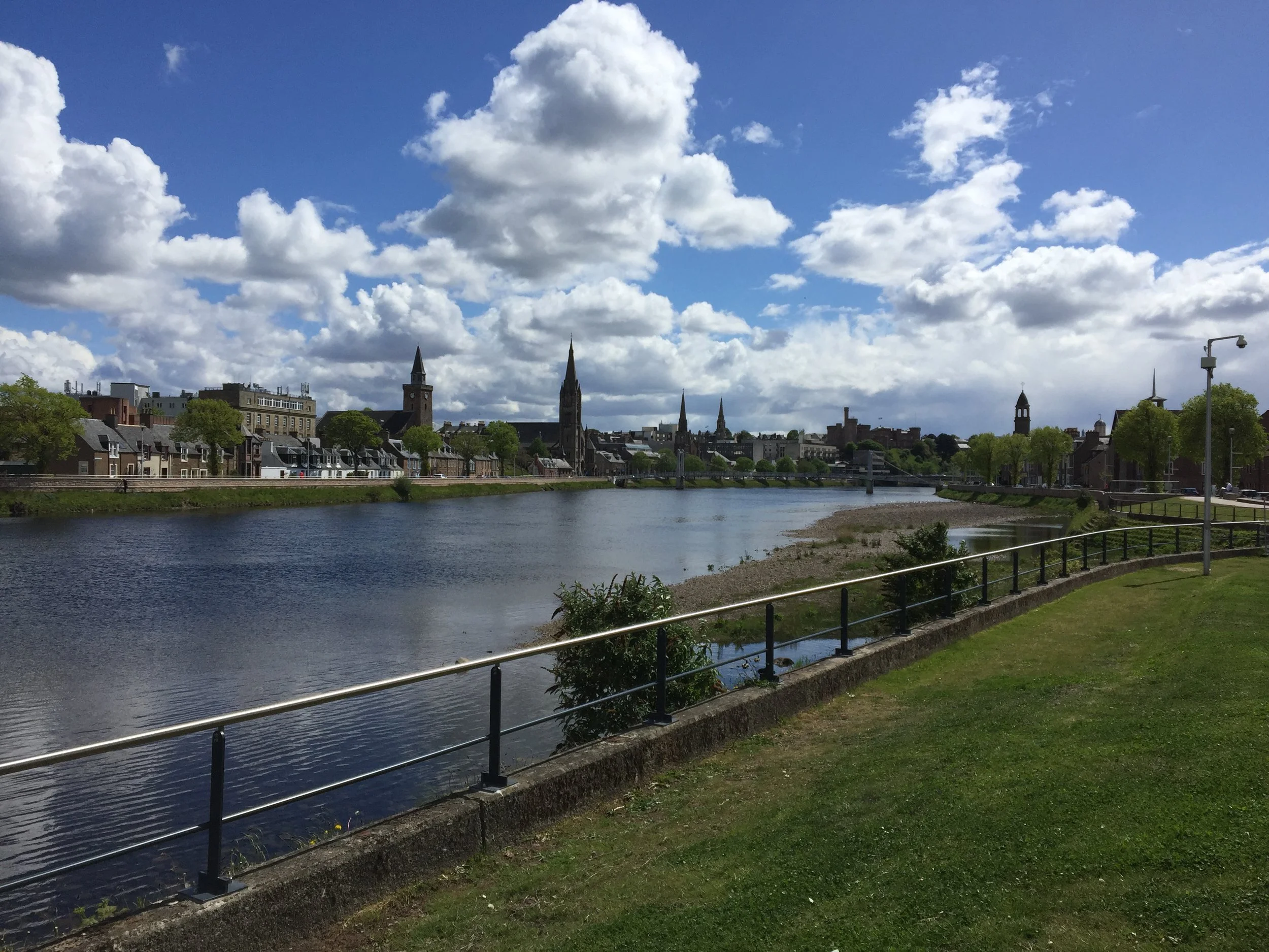 Another view of the canal and open space cutting through Inverness