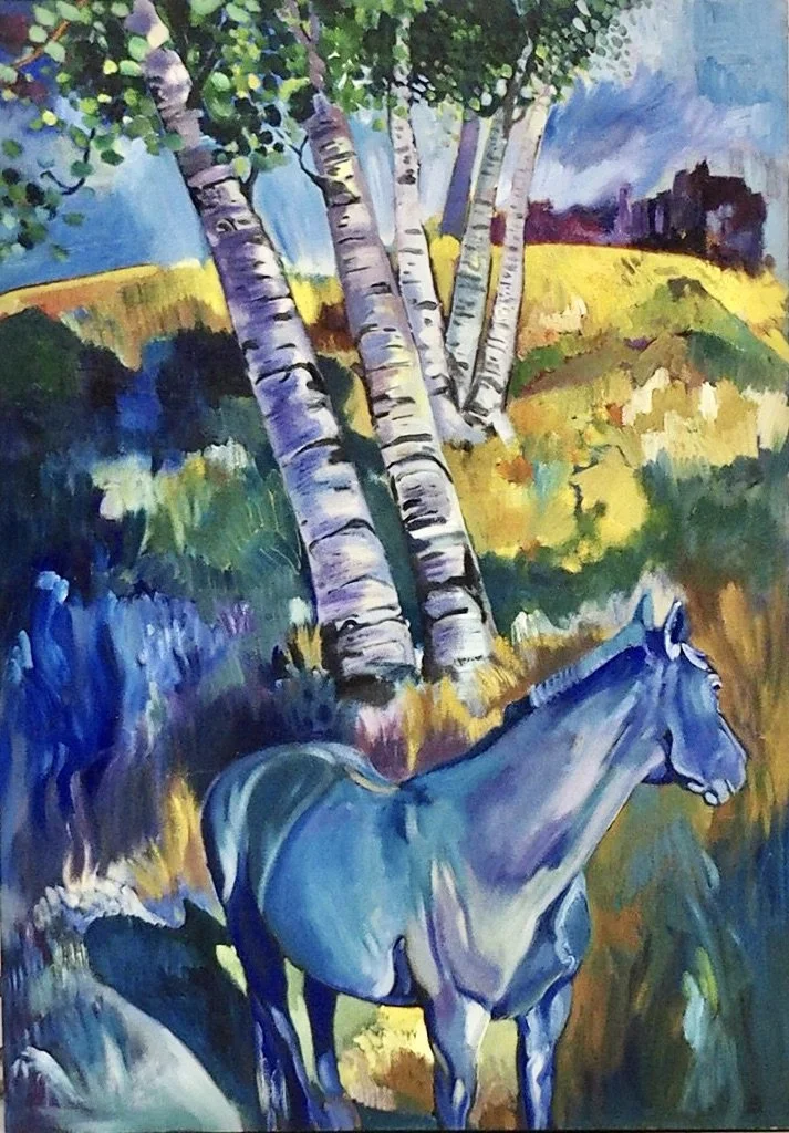 #924  Horse and birches