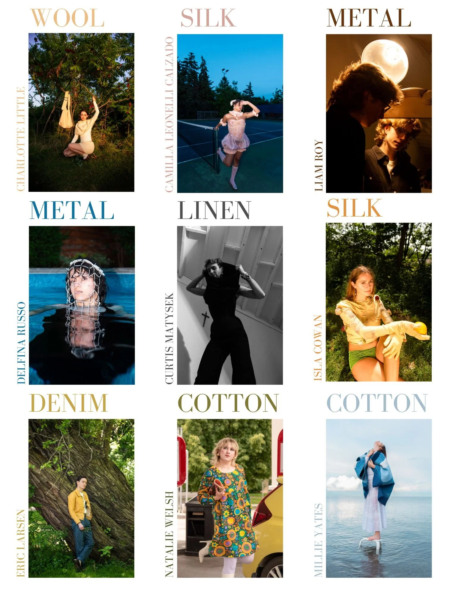 A table of nine images from the photo series "Material Intimacies."