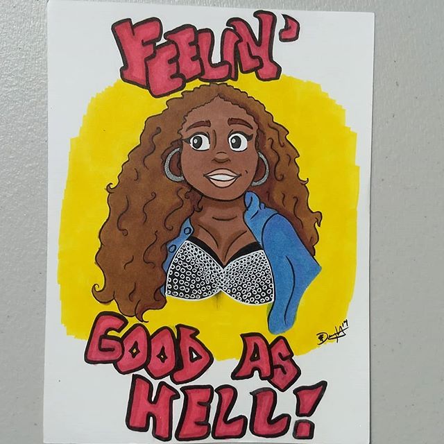 &quot;Feelin' Good As Hell&quot; Lizzo sketch. 
#dgeekart #lizzo #hiphop #hiphopdance #flute #goodashell #sketch #music #copic #hair #nails #feeling #feelinggood