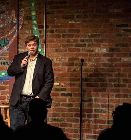 Here's a picture of Drew giving a TED Talk about Dr. Edward Howard Fluffles.