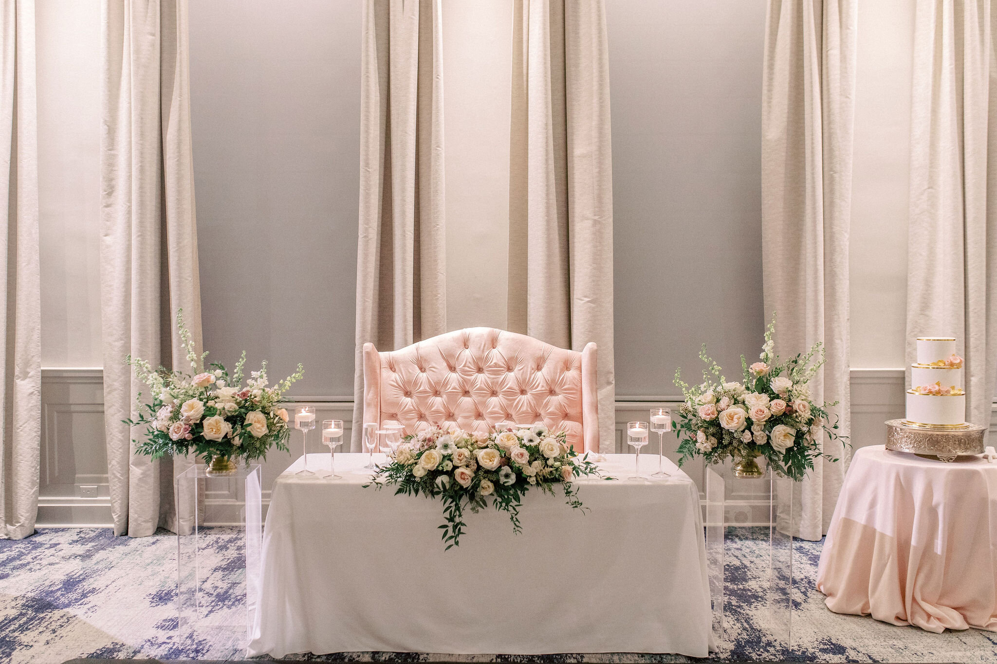 Sweet heart table decor Fairmont Palliser Oak Room Wedding, Calgary wedding.jpg