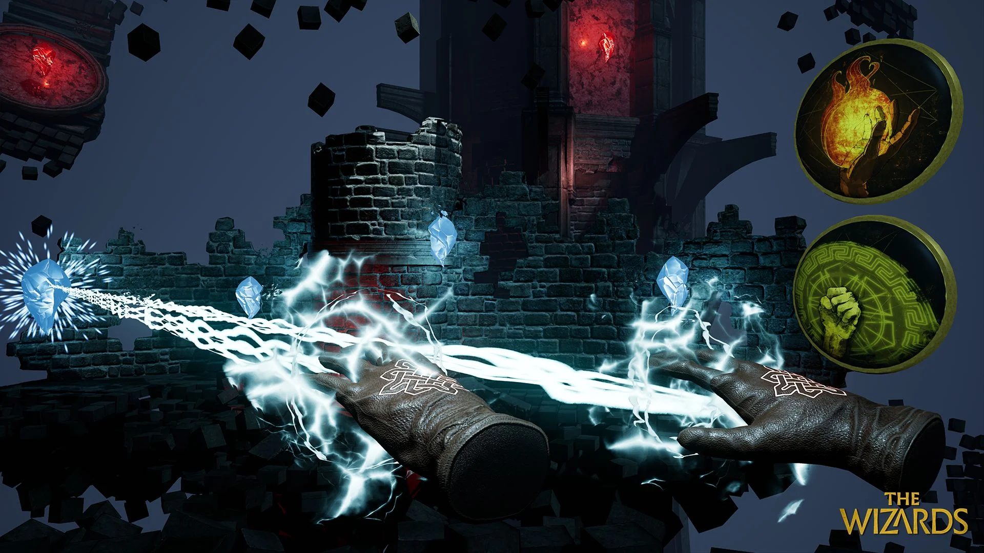 A player casts this spell in The Wizards by thrusting their hands forward with the triggers held.