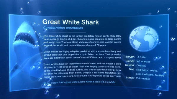 You can choose to read or listen to educational facts, or you can turn them off and just swim around