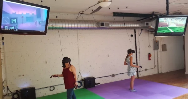 These players are enjoying multiplayer gaming in Rec Room, which is for 2-6 players.