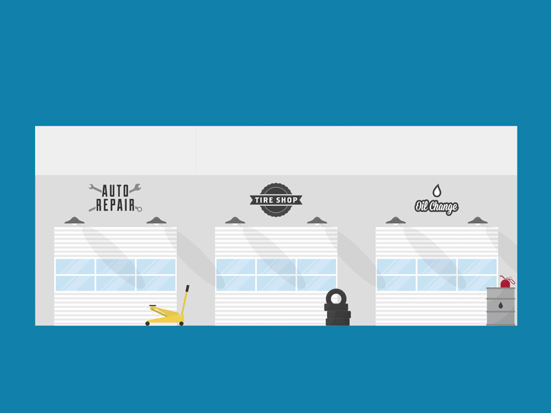 three auto repair garages at ca motor works in san diego
