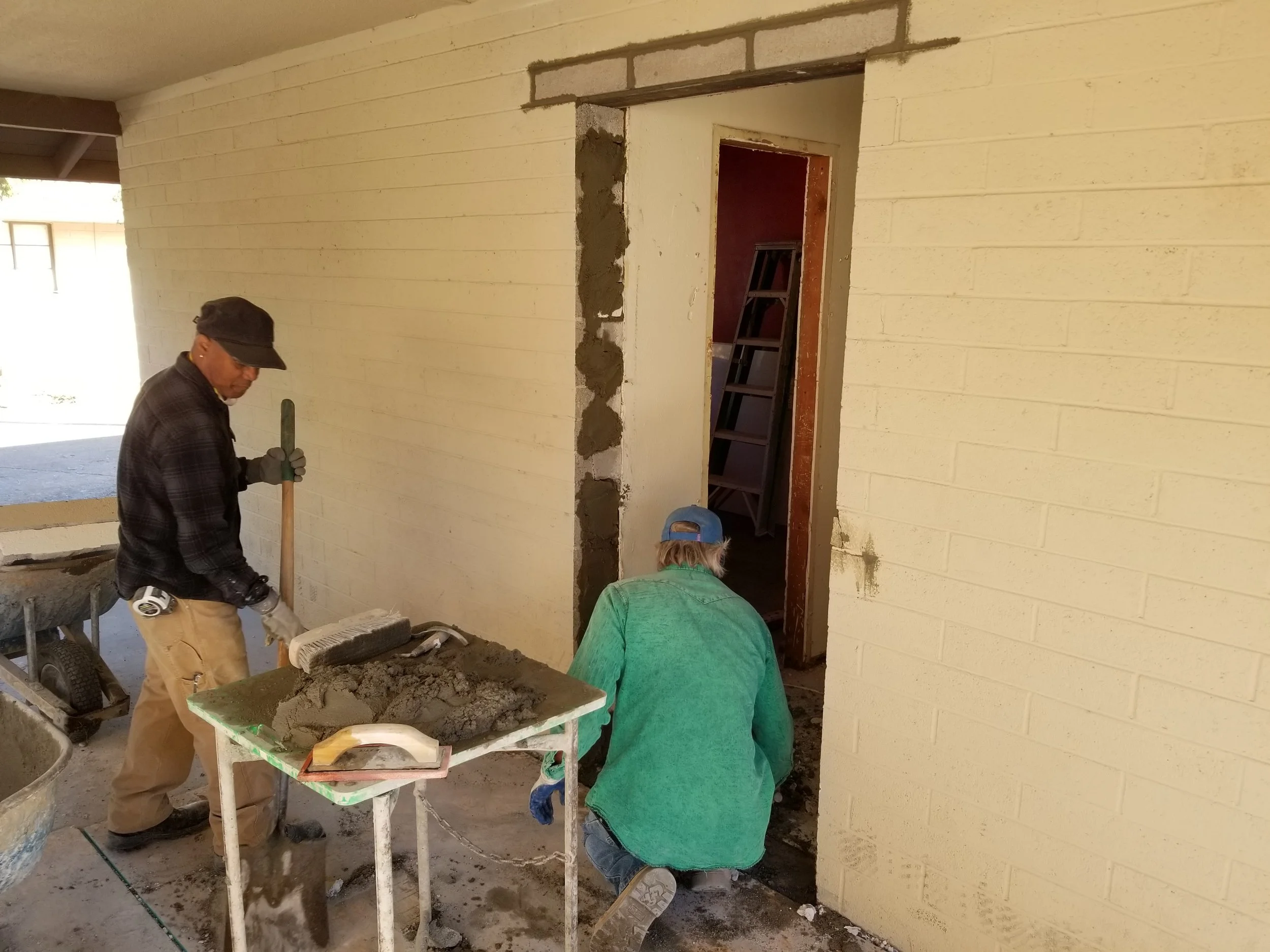 Cutting door through concrete block