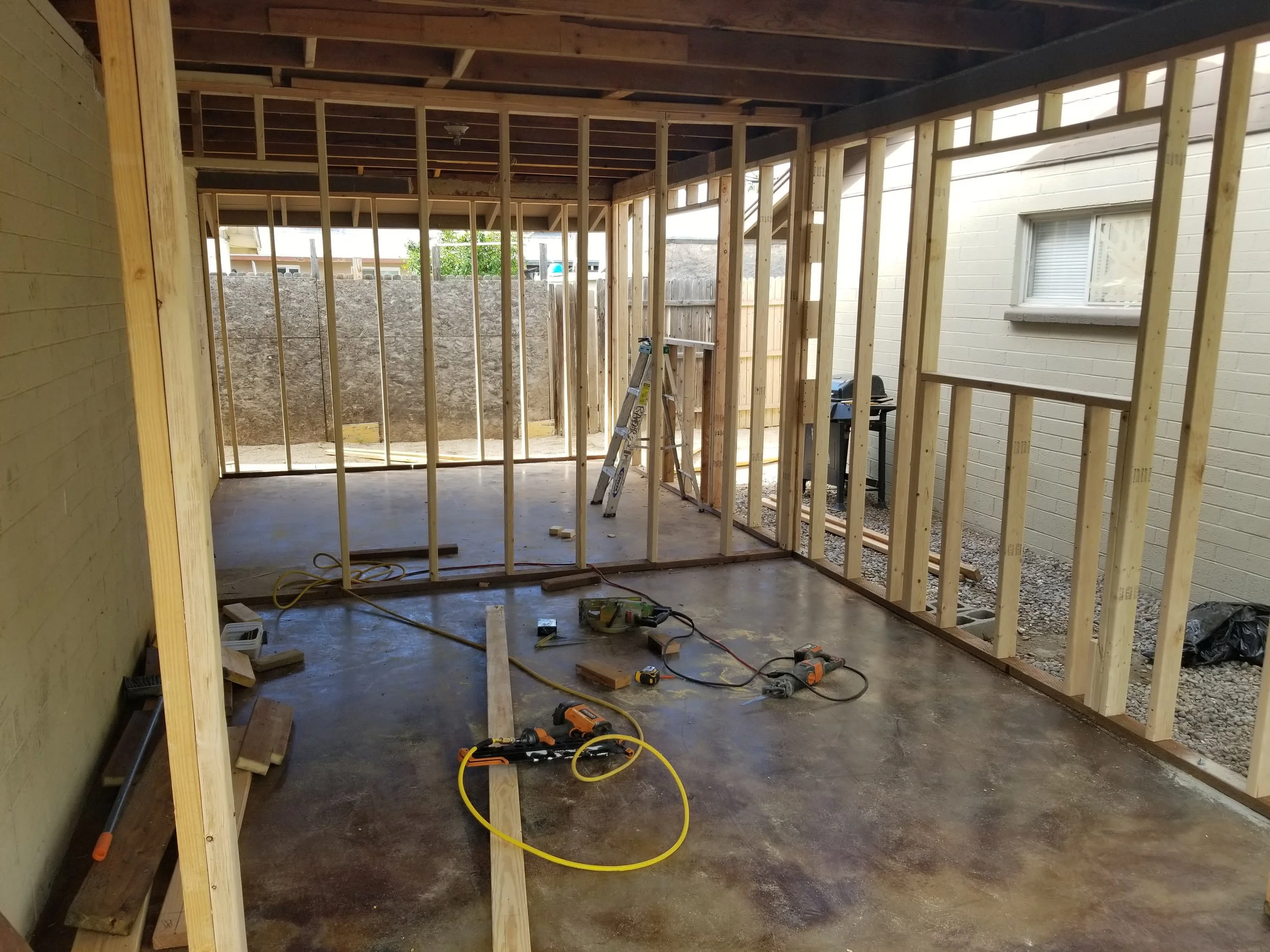 Framing the new bedrooms