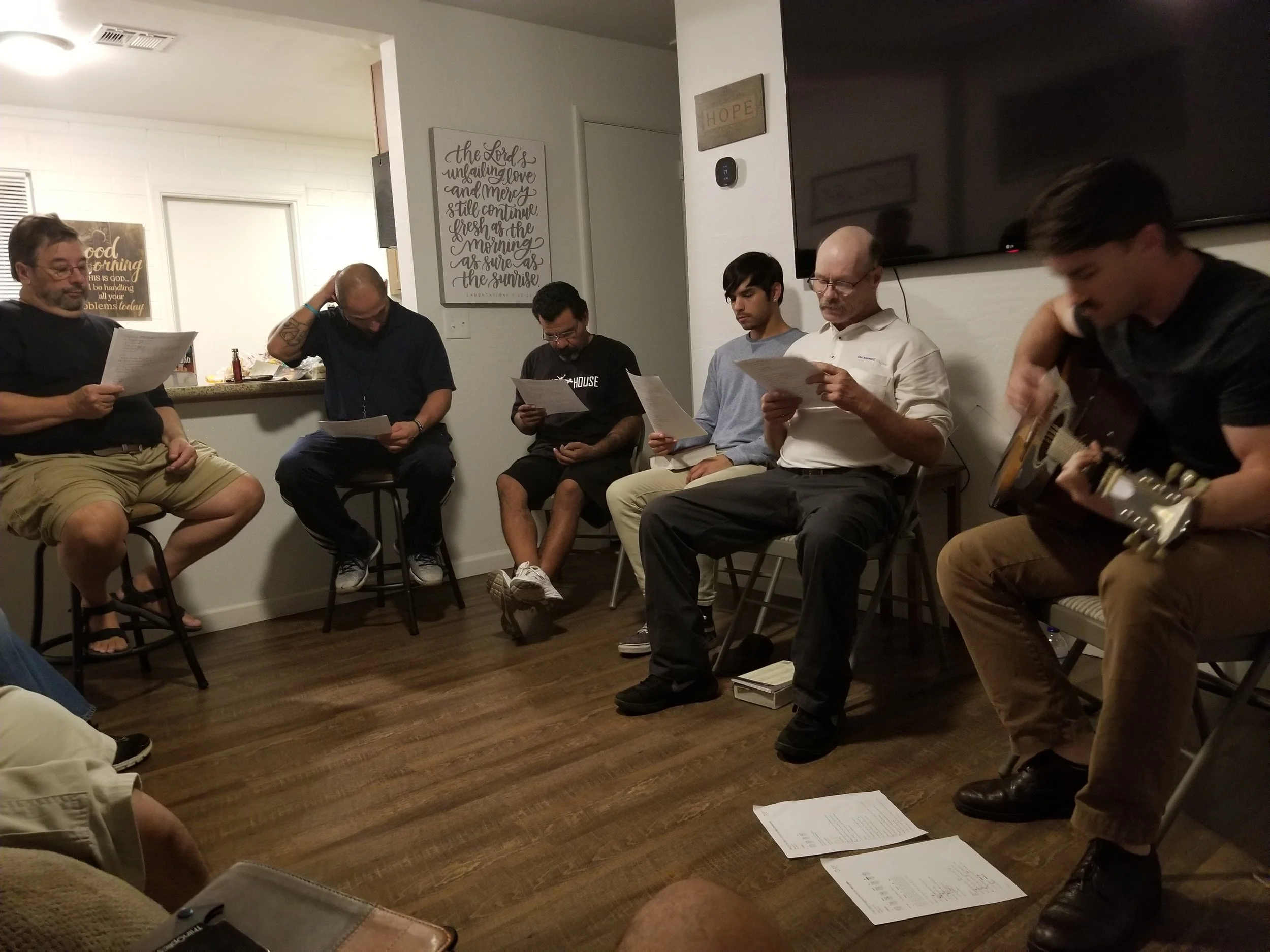 Worship music in our weekly Bible study