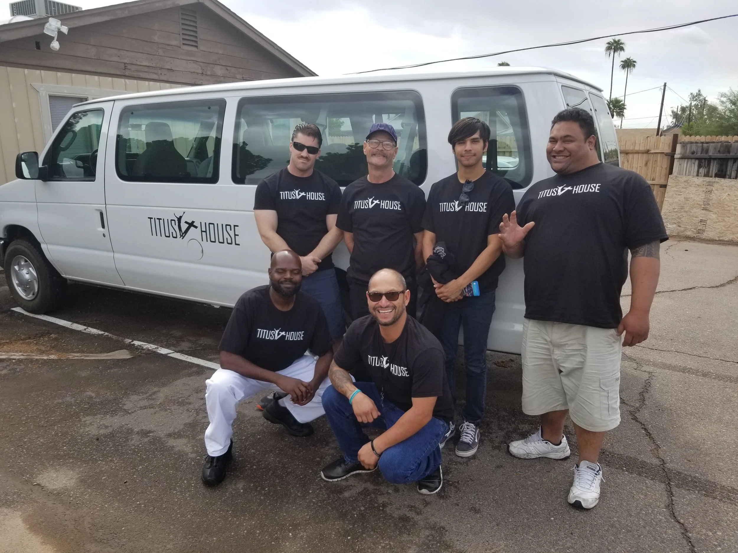 Half our men heading to church. (Other half is working)