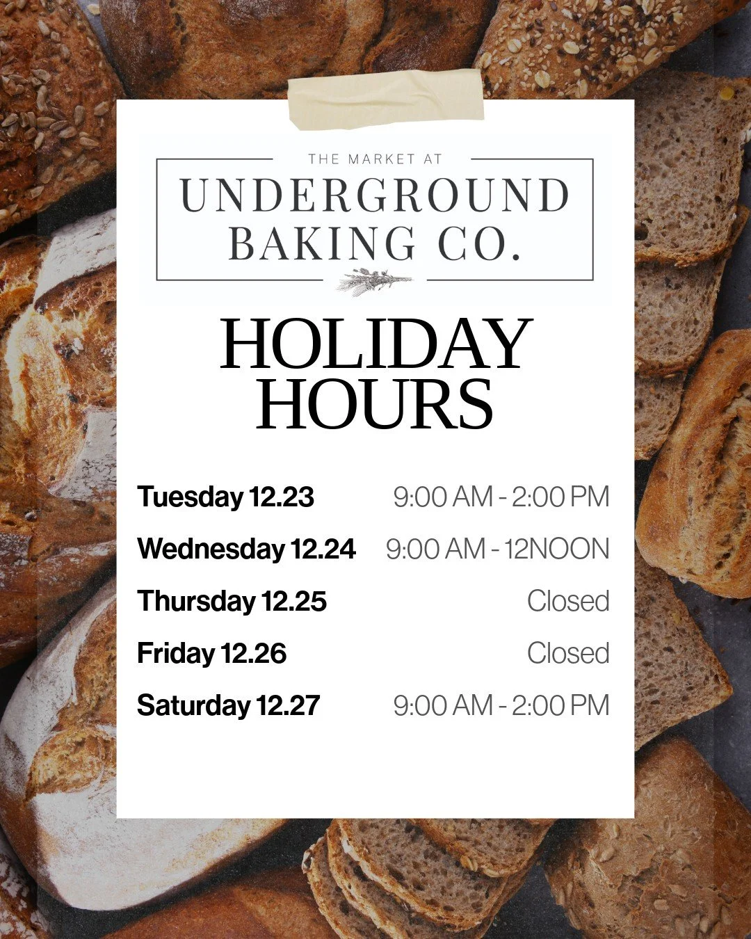 Our holiday schedule is live. Here&rsquo;s what the week of Christmas looks like at UBC:
Tuesday 12/23: 9&ndash;2
Wednesday 12/24: 9&ndash;12 (half day, mostly for preorder pickups)
Thursday 12/25 &amp; Friday 12/26: Closed
Saturday 12/27: 9&ndash;2