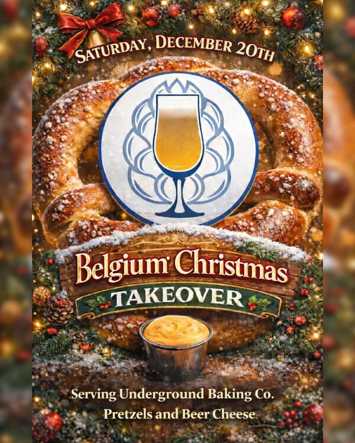 This Saturday, join us at Blue Door Bottle Shop for a festive Belgian Christmas celebration.
Blue Door will be pouring a special selection of Belgian holiday beers, and we&rsquo;ll be bringing along some fun, festive Brezels to enjoy alongside. It&rs