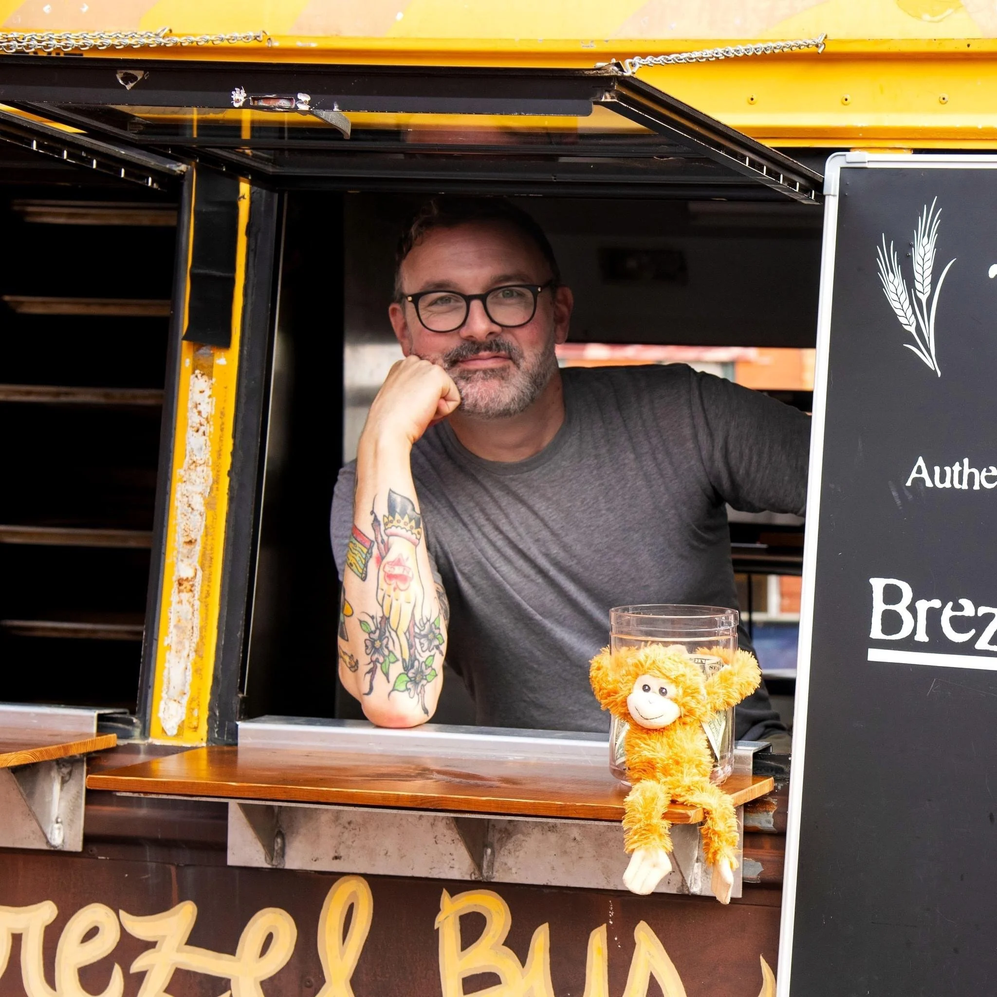 Today&rsquo;s the day.
The Brezel Bus is back out of hibernation and set up at Southern Appalachian Brewery for the Ville to Ville Relay.
We&rsquo;re on Locust Street &mdash; swing by, say hey to TJ, grab a hot Indie Beans coffee and a fresh Brezel, 