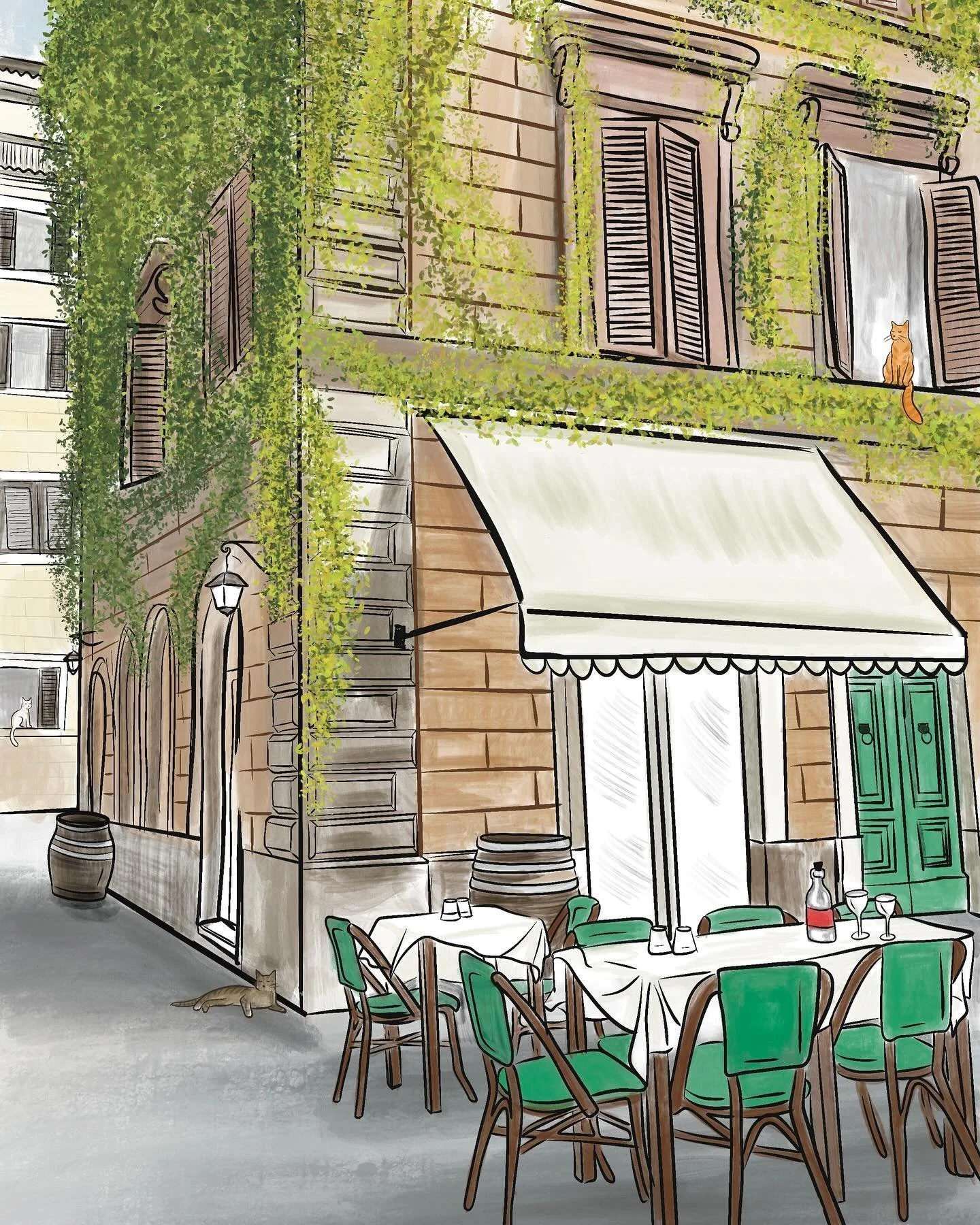 Digital painting // Cats in Italy 🐱
