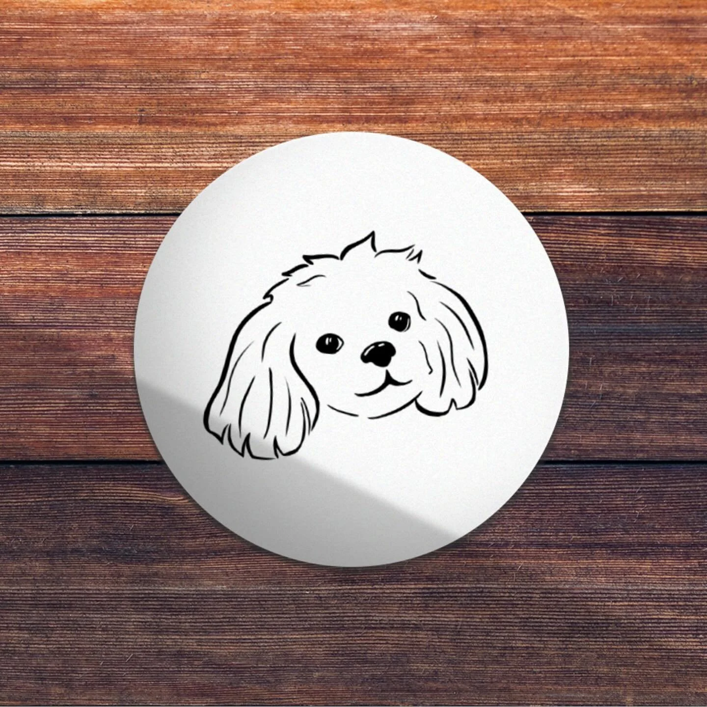 Dog portrait printed on a coaster