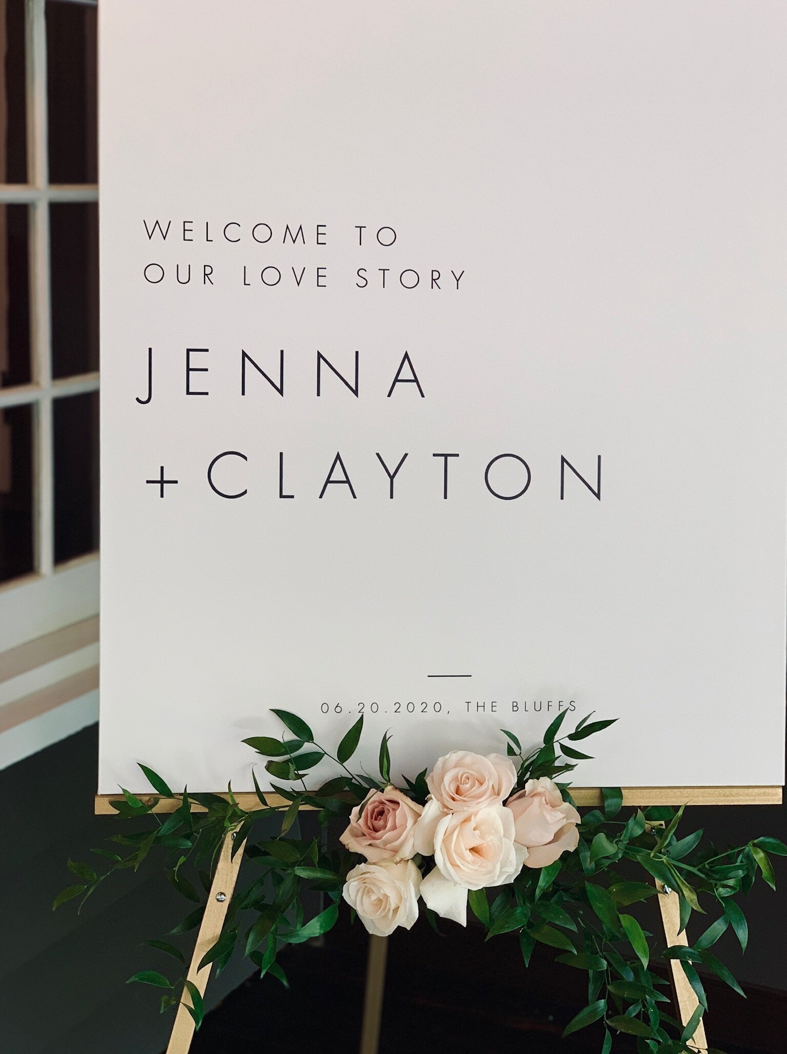 Jenna and Clay welcome sign.JPG