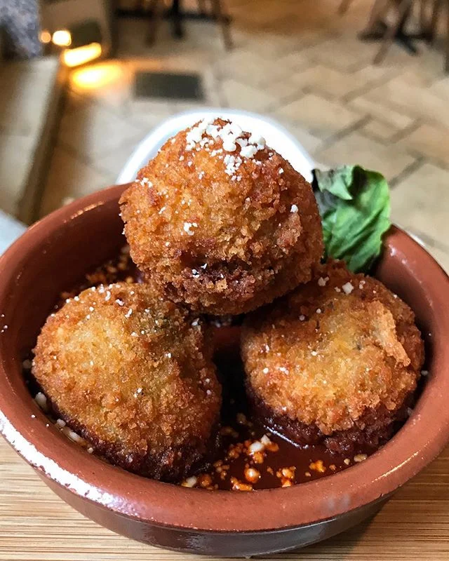 arancini balls |🍠| sweet potato, wild mushroom | #themiamimenu #mayfairkitchen