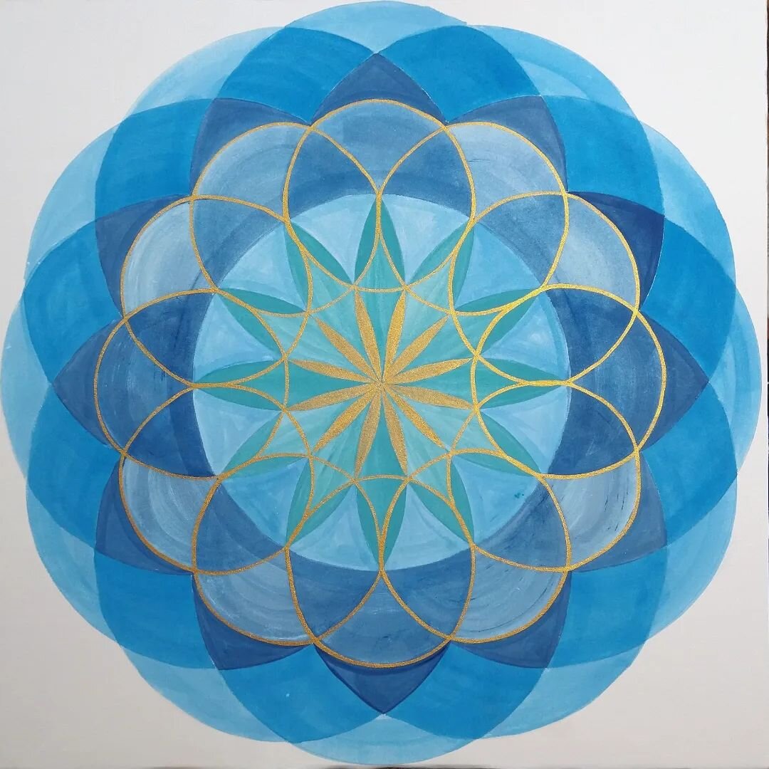 Visions are coming together to guide my next projects 💙

&quot;Waters of Life&quot; 
Gouache on BFK Rives
Mounted on cradled birch panel, 16&quot;x16&quot;x2&quot;
$500 a v a i l a b l e

#visionaryart #sacredgeometry #witchaesthetic #theartqueens #