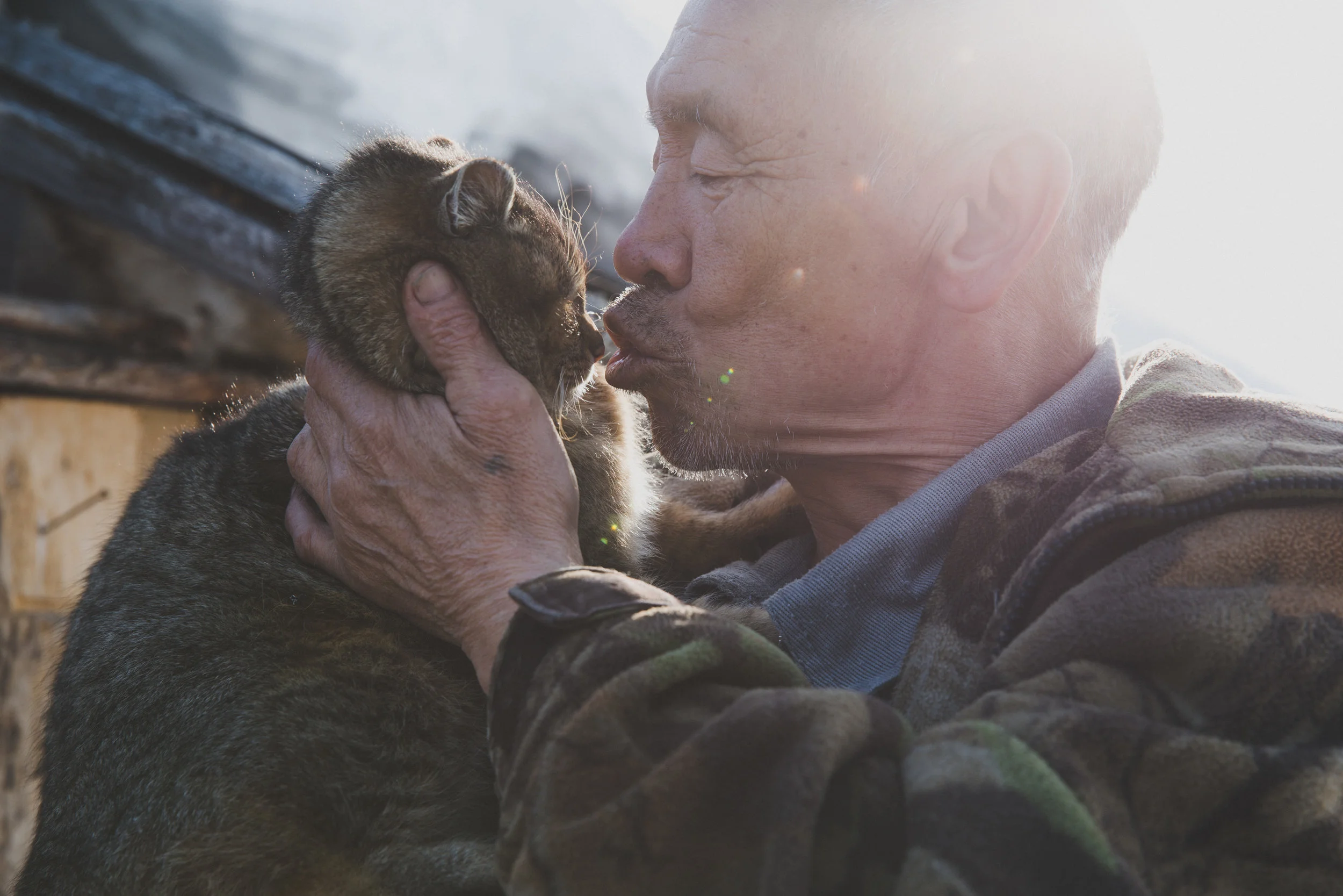 Viktor and his cat. Photo: Robyn Penn.